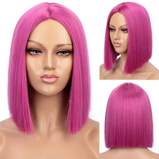 AISI HAIR Synthetic Ombre Orange Wig Short Straight Middle Part Bob Wig for Women Natural Yellow/Red Wigs Heat Resistant Fiber ALODIA STORE