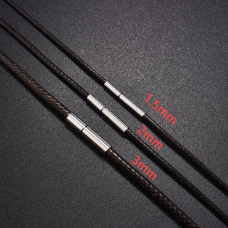45/50/60cm Black Brown Braid Wax Cord DIY Pendant Necklace Jewelry Making Handmade Leather Rope Steel Clasp String Chain ALODIA STORE