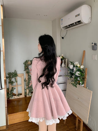 Warm Winter Pink Sweet Elegant Dress ALODIA STORE