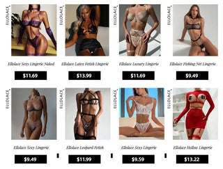 Ellolace Sexy Lingerie Set Woman 2 Pieces Mesh Bra and Thongs Black Brief Sets Women&Underwear Wireless Lingerie Sexy ALODIA STORE