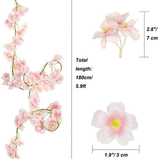 180CM Artificial Sakura Flowers Vine Wedding Garden Rose Arch Home Party Decoration Christmas Bridal Fake Silk Scrapbook Plants ALODIA STORE