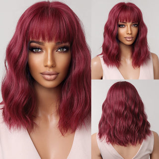 Pelucas sintéticas cortas y rectas para mujeres, cabello falso resistente al calor, Rubio a marrón, Ombre, Bob con flequillo, fiesta de Cosplay diaria ALODIA STORE
