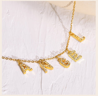 Custom Personalized Name Necklace for Women, Initial Letter Pendant Zircon Necklace, Stainless Steel Wholesale Jewelry ALODIA STORE