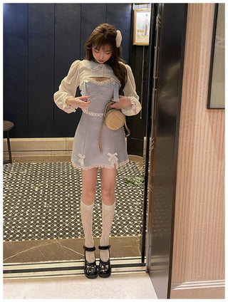 Lolita Dress Women Bow Pink Kawaii Party Mini lace Princess  Dresse Winter 2024 ALODIA STORE