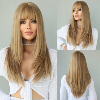 7JHH WIGS Long Wavy Wig for Woemn Natural Curly Hair Wig Synthetic Hair for Women Daily Cosplay Heat Resistant Fiber Wigs Blonde ALODIA STORE