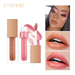 STAGENIUS Lipgloss Waterproof Long-lasting 8 Shades Mirro Glass Non Stick Shimmer Glitter Gloss Lip Tint Makeup ALODIA STORE