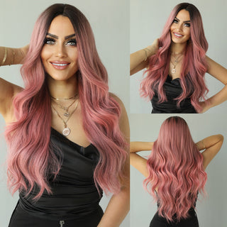 7JHH WIGS Long Wavy Wig for Woemn Natural Curly Hair Wig Synthetic Hair for Women Daily Cosplay Heat Resistant Fiber Wigs Blonde ALODIA STORE