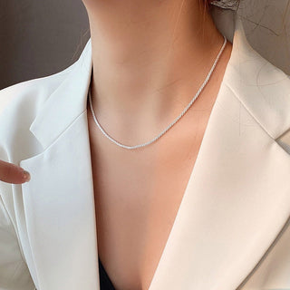 2022 New Popular Silver Colour Sparkling Clavicle Chain Choker Necklace For Women Fine Jewelry Wedding Party Gift ALODIA STORE