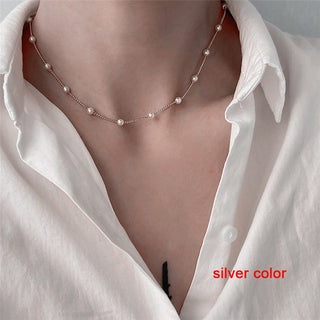 2022 Popular Silver Colour Sparkling Clavicle Chain Choker Necklace Collar For Women Fine Jewelry Wedding Party Birthday Gift ALODIA STORE