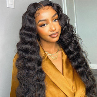 13x4 Deep Wave Lace Frontal Wigs for Women Loose Deep Wave HD Transparent Synthetic 30inch 180% Hair Deep Curly Lace Front Wig ALODIA STORE