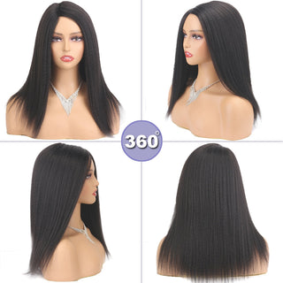 14" Black Kinky Straight Wig Female Natural Hair Woman Wigs Blonde/Brown/Red Yaki Synthetic Wig High Quality For Black Women ALODIA STORE