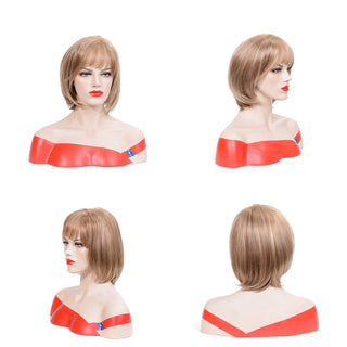 Womens Fashion Bob Wig Short Blonde Bob Wigs Black Roots Heat Resistant Synthetic Ombre Bob Hair Fancy Dress Party Wig for Women ALODIA STORE