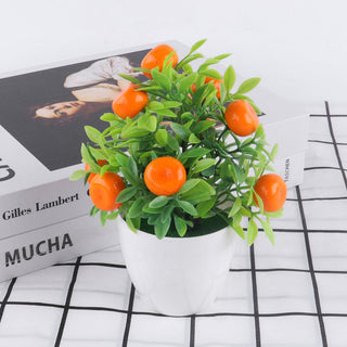 Artificial Plant Bonsai Orange Pomegranate Fruit Tree Window Sill Decoration Plastic Garden Fake Plant Potted Home Decoration ALODIA STORE