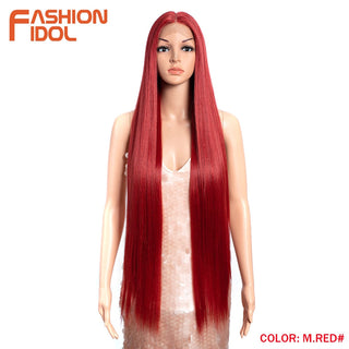 38 inch Straight Hair Synthetic Lace Front Wigs For Women High Temperature Fiber Ombre Blonde Highlight Cosplay Wig FASHION IDOL ALODIA STORE