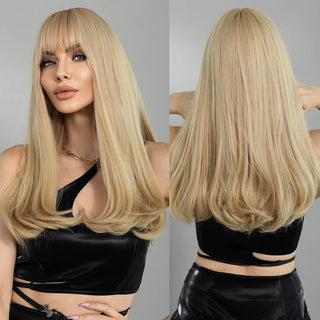 7JHH WIGS Long Wavy Wig for Woemn Natural Curly Hair Wig Synthetic Hair for Women Daily Cosplay Heat Resistant Fiber Wigs Blonde ALODIA STORE