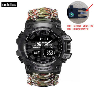 ADDIES Men Military Outdoor Watch Compass Multifunctional Waterproof Quartz Watch LED Digital Watch relogio masculino ALODIA STORE
