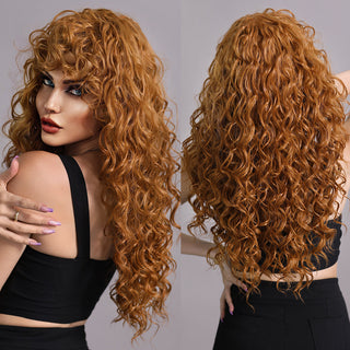 7JHH WIGS Long Wavy Wig for Woemn Natural Curly Hair Wig Synthetic Hair for Women Daily Cosplay Heat Resistant Fiber Wigs Blonde ALODIA STORE