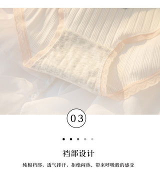 WomeN Cotton Underwear Lovely Girl Bow Panties Sexy Lace Panties Mid Waist Seamless Comfort Briefs Female Lingerie ALODIA STORE