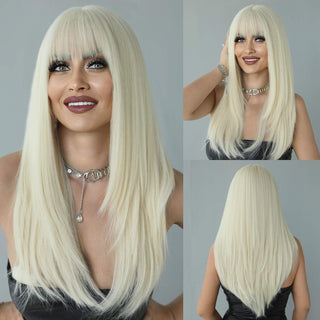 7JHH WIGS Long Wavy Wig for Woemn Natural Curly Hair Wig Synthetic Hair for Women Daily Cosplay Heat Resistant Fiber Wigs Blonde ALODIA STORE