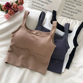 Summer Y2k Top Women Basic Streetwear CropTops Solid Color Casual Tank Top Woman Slim Elasticity TShirt Backless Camisole Female ALODIA STORE