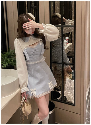 Lolita Dress Women Bow Pink Kawaii Party Mini lace Princess  Dresse Winter 2024 ALODIA STORE