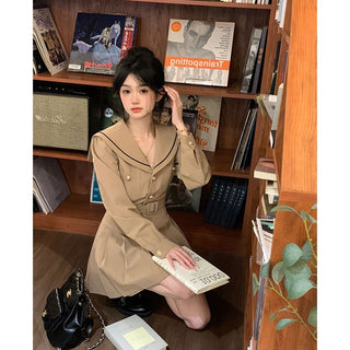 Elegant Women Dress Long Sleeve Office Ladies Polo Collar ALODIA STORE