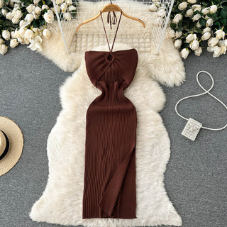 Halter Crochet Bodycon Dress ALODIA STORE