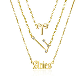 3Pcs/set 12 Zodiac Sign Necklace For Women 12 Constellation Pendant Chain Choker Birthday Jewelry With Cardboard Card ALODIA STORE