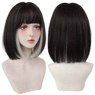 7JHH WIGS Short Bob Straight Ombre Blonde Wigs With Bang For Girl Black Female Synthetic Shoulder Length Crochet Hair Ginger Wig ALODIA STORE