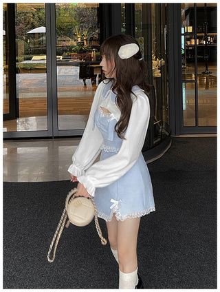 Lolita Dress Women Bow Pink Kawaii Party Mini lace Princess  Dresse Winter 2024 ALODIA STORE