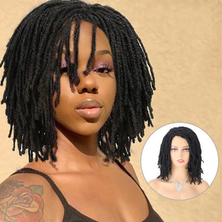 Braided Wig 10inch Synthetic Hair Short Bob Wig for Women Black Blonde Red Dreadlock Goddess Faux Nu Locs Curly Twist Wig Female ALODIA STORE