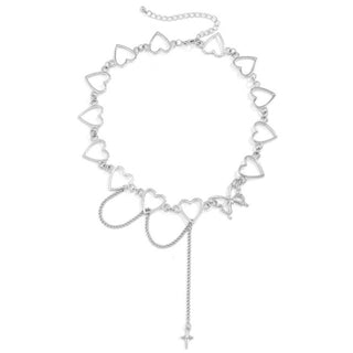 Kpop Vintage Harajuku Goth Metal Heart Neck Chains Choker Grunge Necklaces For Women Egirl Cosplay Aesthetic Accessories Jewelry ALODIA STORE