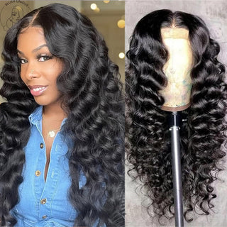 13x4 Deep Wave Lace Frontal Wigs for Women Loose Deep Wave HD Transparent Synthetic 30inch 180% Hair Deep Curly Lace Front Wig ALODIA STORE