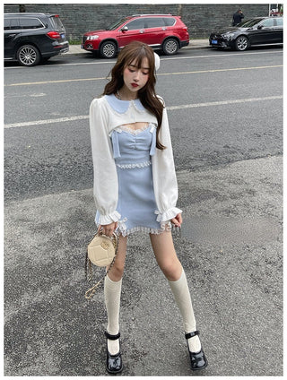 Lolita Dress Women Bow Pink Kawaii Party Mini lace Princess  Dresse Winter 2024 ALODIA STORE
