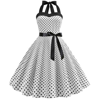 Women Red Cherry Party Dress Vintage 50s Rockabilly Hepburn Dress 2023 Elegant Summer Strapless Swing Retro Halter Pin up Dress ALODIA STORE