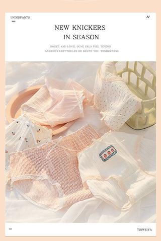 WomeN Cotton Underwear Lovely Girl Bow Panties Sexy Lace Panties Mid Waist Seamless Comfort Briefs Female Lingerie ALODIA STORE