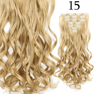 24Inchs 16 Clips in Hair Extensions Long Straight Hairstyle Synthetic Blonde Black Hairpieces Heat Resistant False Hair ALODIA STORE