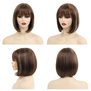 Womens Fashion Bob Wig Short Blonde Bob Wigs Black Roots Heat Resistant Synthetic Ombre Bob Hair Fancy Dress Party Wig for Women ALODIA STORE