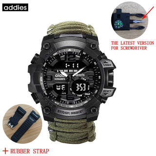 ADDIES Men Military Outdoor Watch Compass Multifunctional Waterproof Quartz Watch LED Digital Watch relogio masculino ALODIA STORE