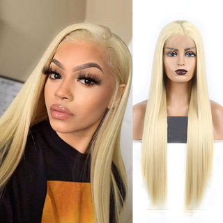 Charisma Blonde Wig Synthetic Lace Front Wig for Women Long Silky Straight Hair Natural Hairline Side Part Cosplay Wigs ALODIA STORE
