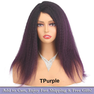 14" Black Kinky Straight Wig Female Natural Hair Woman Wigs Blonde/Brown/Red Yaki Synthetic Wig High Quality For Black Women ALODIA STORE