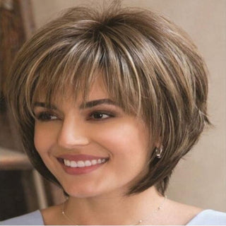 Womens Fashion Bob Wig Short Blonde Bob Wigs Black Roots Heat Resistant Synthetic Ombre Bob Hair Fancy Dress Party Wig for Women ALODIA STORE