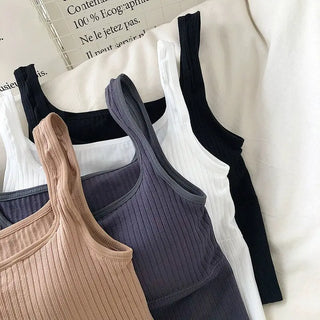 Summer Y2k Top Women Basic Streetwear CropTops Solid Color Casual Tank Top Woman Slim Elasticity TShirt Backless Camisole Female ALODIA STORE