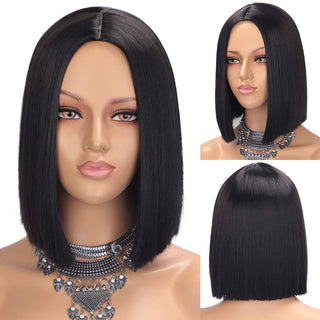 AISI HAIR Synthetic Ombre Orange Wig Short Straight Middle Part Bob Wig for Women Natural Yellow/Red Wigs Heat Resistant Fiber ALODIA STORE