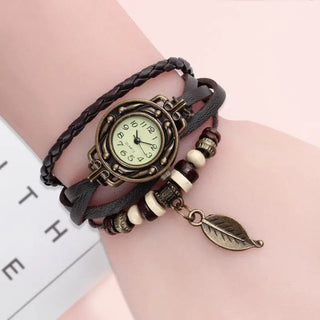 High Quality Women Genuine Leather Vintage Quartz Dress Watch Bracelet Wristwatches watch women luxury watch ALODIA STORE