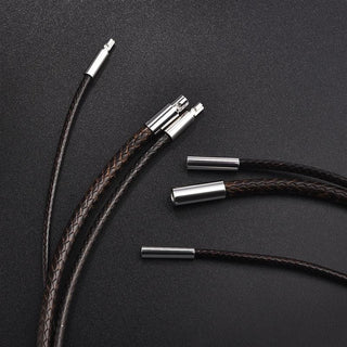 45/50/60cm Black Brown Braid Wax Cord DIY Pendant Necklace Jewelry Making Handmade Leather Rope Steel Clasp String Chain ALODIA STORE