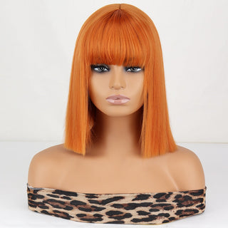 WERD Short Straight Bob Wigs for Women Synthetic wig with bangsPink Lolita Wigs Black  Blue Red Cosplay Wig ALODIA STORE