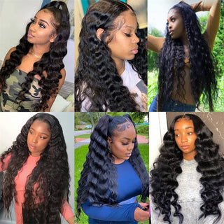 13x4 Deep Wave Lace Frontal Wigs for Women Loose Deep Wave HD Transparent Synthetic 30inch 180% Hair Deep Curly Lace Front Wig ALODIA STORE