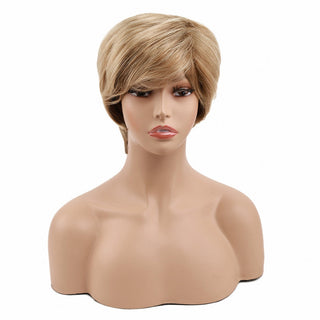Amir Synthetic Brown Wig Short blonde Wigs Natural Wave Haircut Puffy Straight Hair Wigs for American Africa Women ALODIA STORE