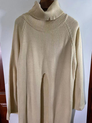 Turtleneck Knitting Dress for Woman Apricot Chic Full-sleeve Vintage ALODIA STORE
